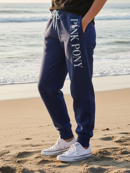 Polo Ralph Lauren Pants - Polo Ralph Lauren Women's Pink Pony Fleece Sweatpants Navy Size Medium